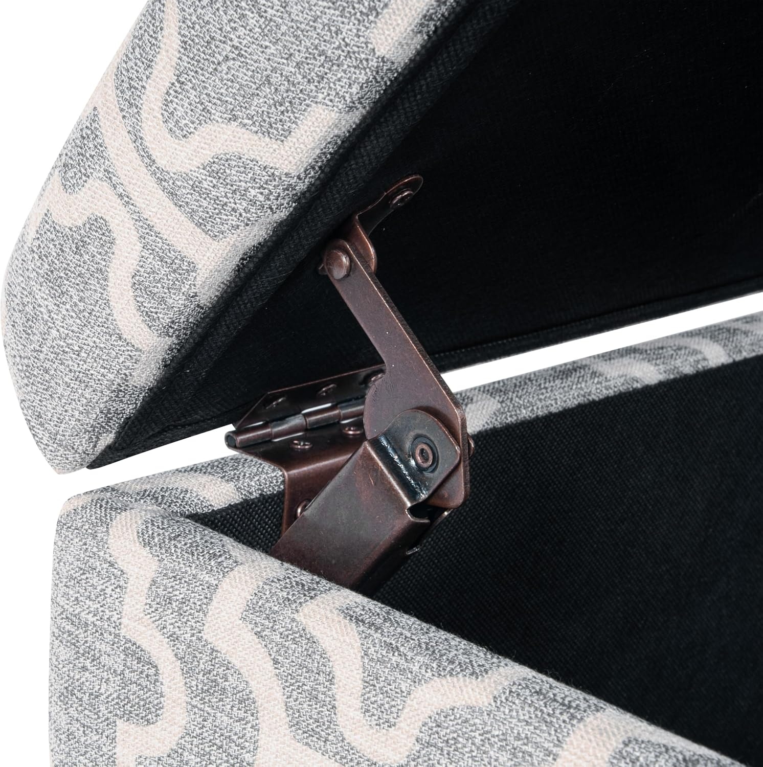 image:imageSpatial Order 24 Medium Tufted Storage Ottoman Espresso Brown Faux LeatherGray Geometric