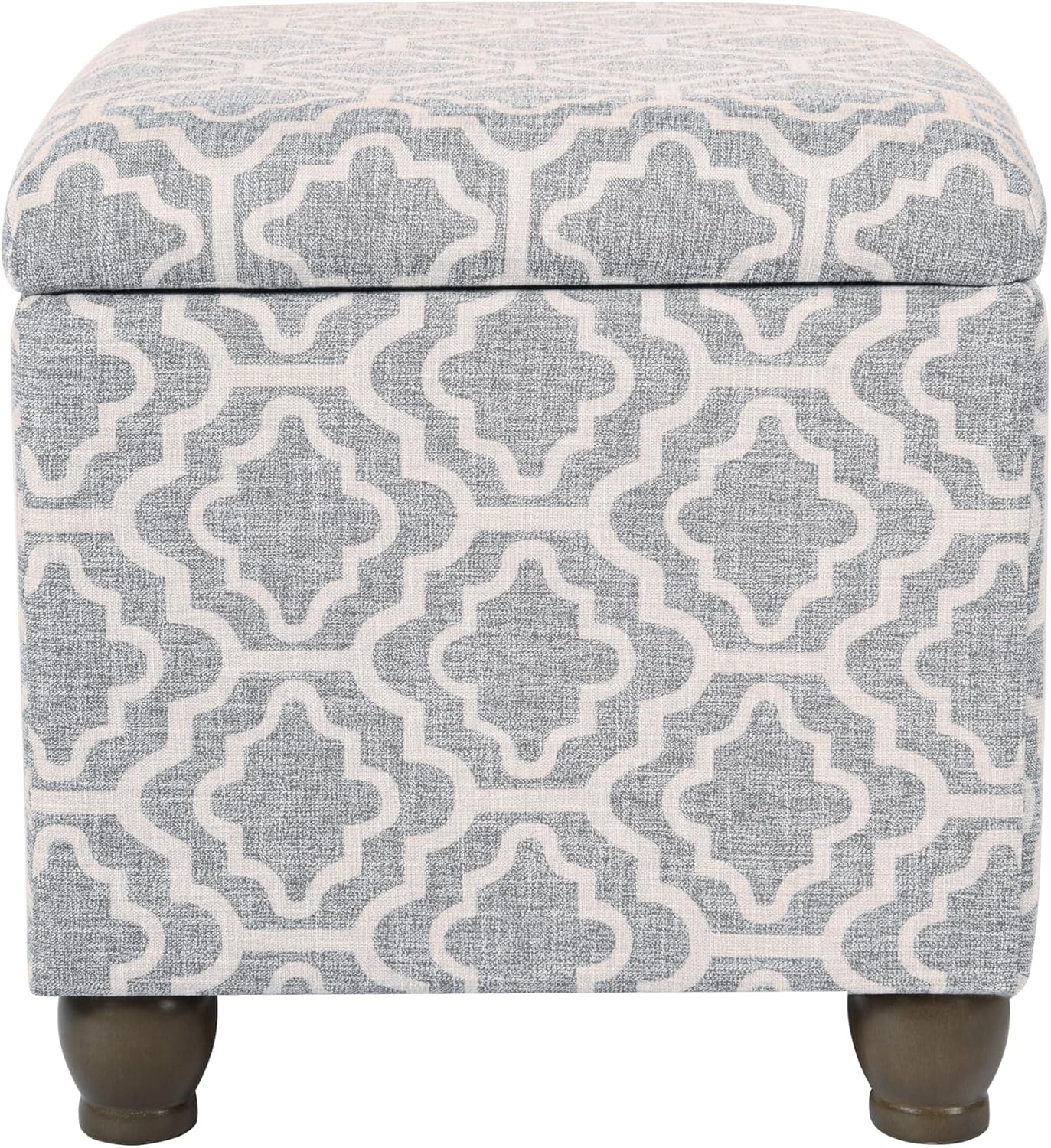 image:imageSpatial Order 24 Medium Tufted Storage Ottoman Espresso Brown Faux LeatherGray Geometric