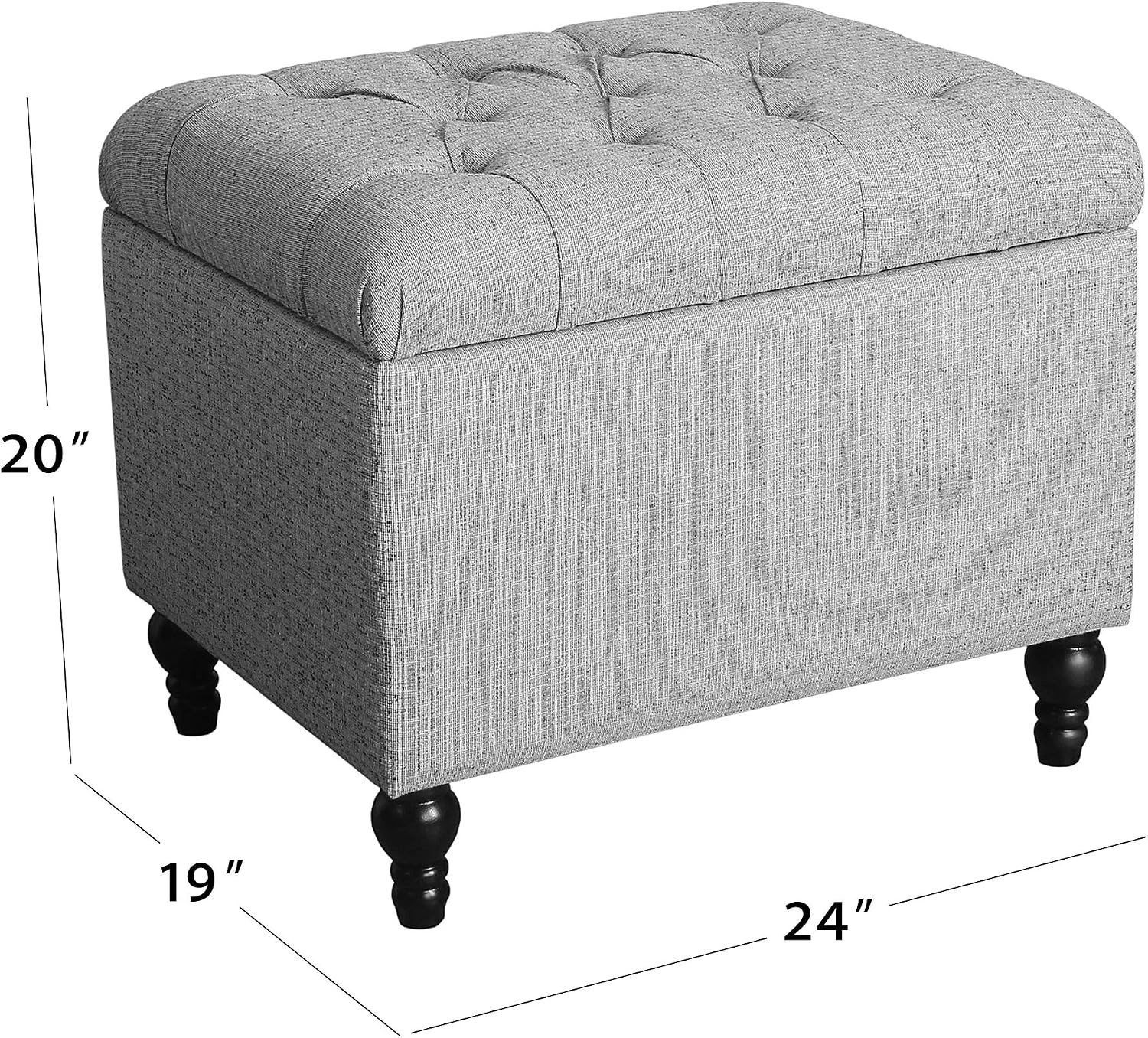 image:imageSpatial Order 24 Medium Tufted Storage Ottoman Espresso Brown Faux LeatherLight Linen Gray