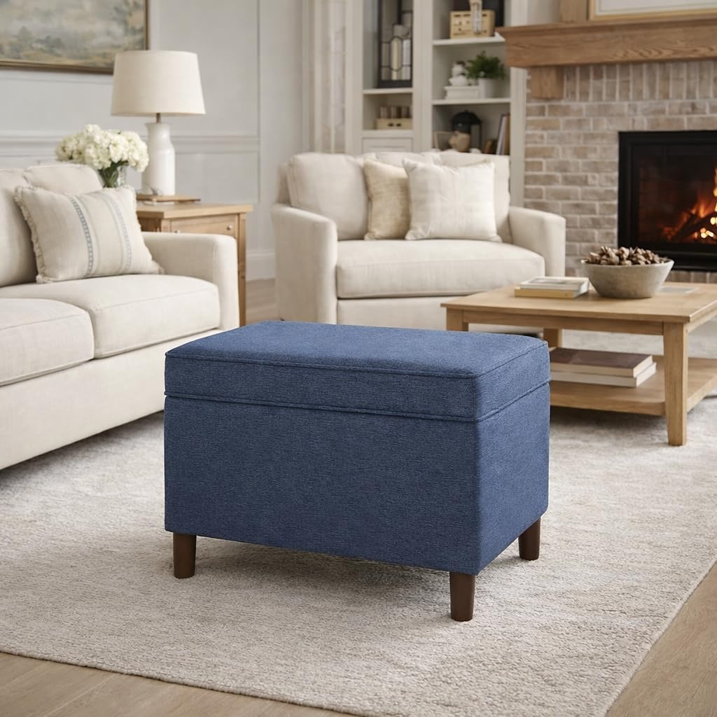 image:imageSpatial Order 24 Medium Tufted Storage Ottoman Espresso Brown Faux LeatherNavy