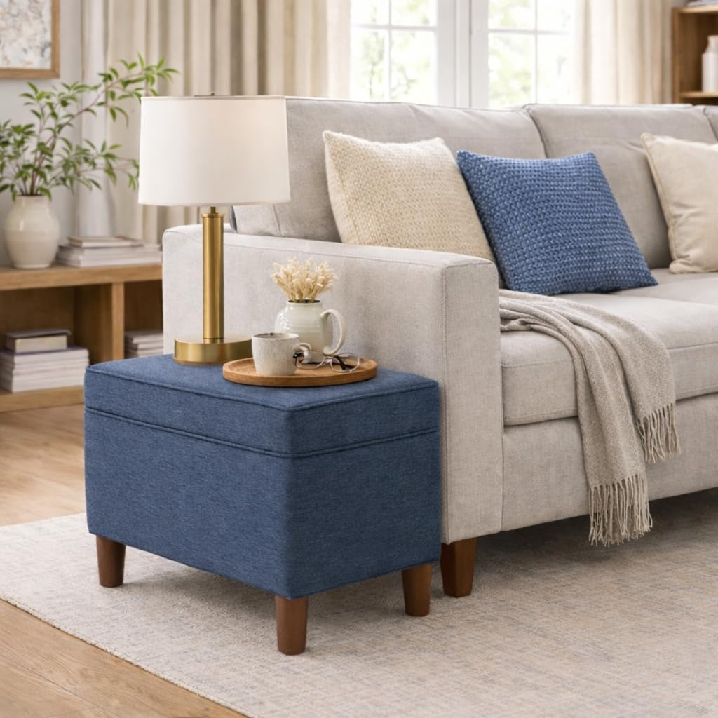 image:imageSpatial Order 24 Medium Tufted Storage Ottoman Espresso Brown Faux LeatherNavy