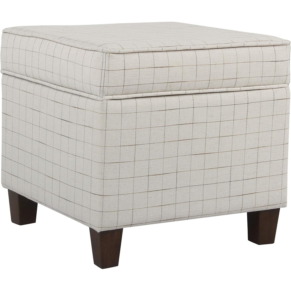 image:imageHomePop 18 Square Tufted Storage Ottoman Cream Textural WovenNatural Windowpane