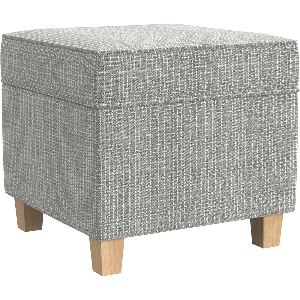 image:imageHomePop 18 Square Tufted Storage Ottoman Cream Textural WovenSage Mini Grid Pattern