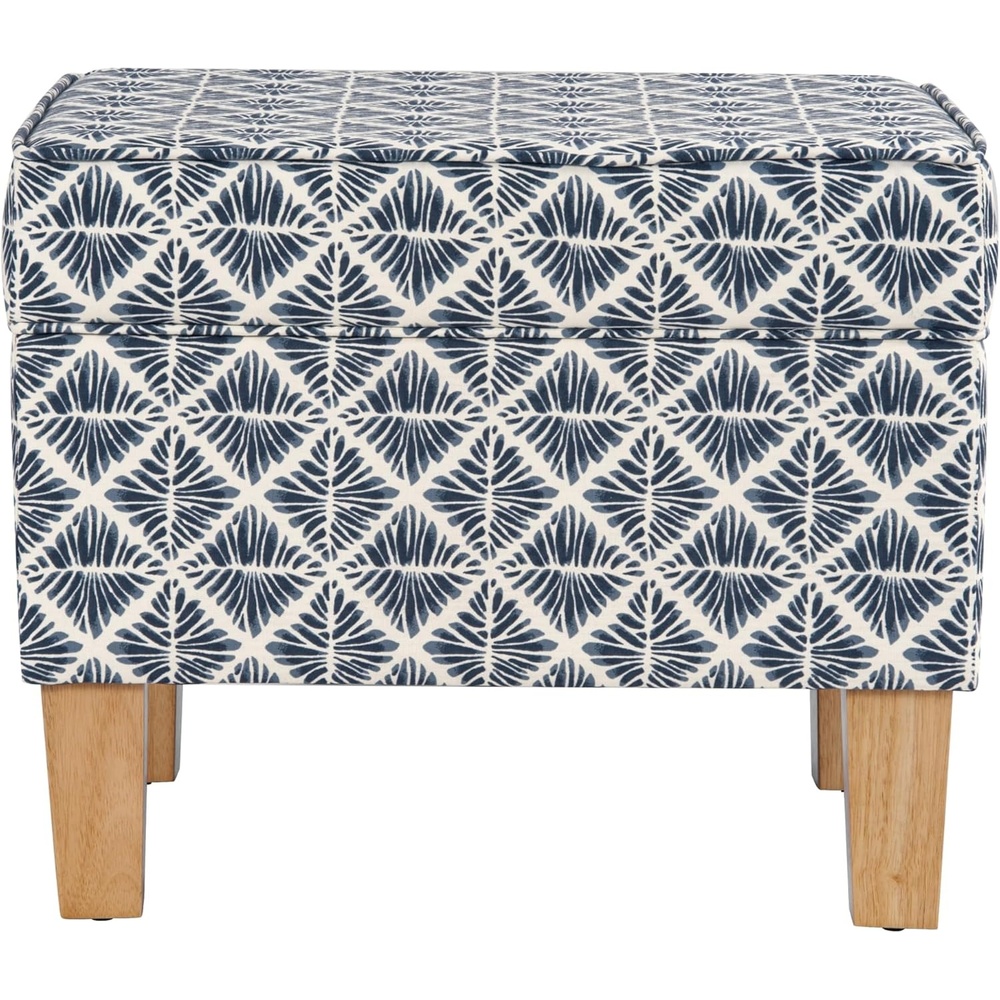 image:imageHomePop 24 Medium Storage Ottoman Cream Chevron WovenBlue Geometric Pattern