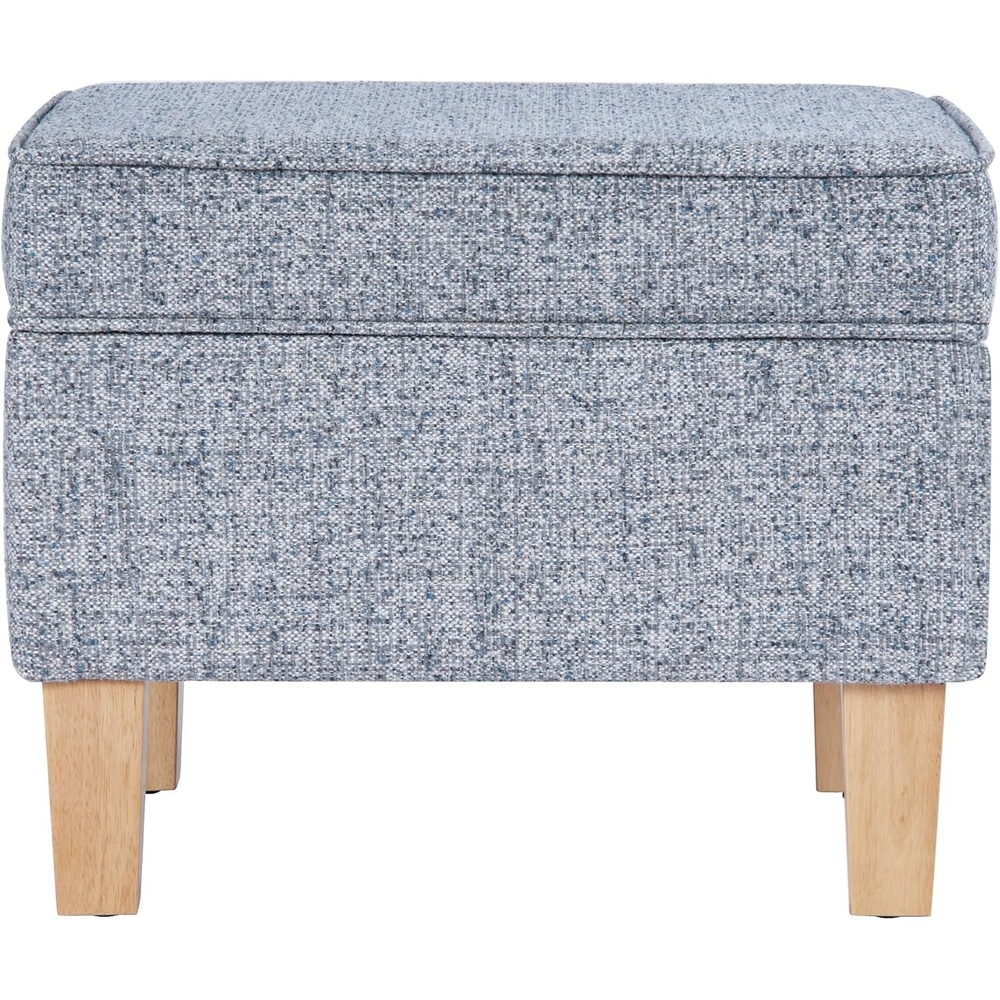 image:imageHomePop 24 Medium Storage Ottoman  Cream Chevron WovenBlue Gray Woven Fabric