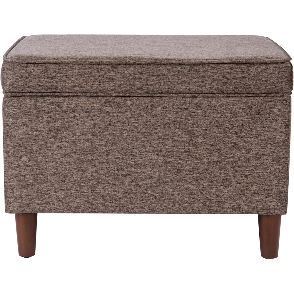image:imageHomePop 24 Medium Storage Ottoman Cream Chevron WovenBrown