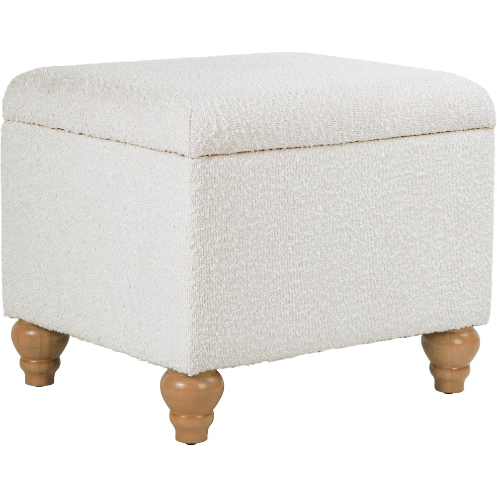 image:imageHomePop 24 Medium Storage Ottoman  Cream Chevron WovenCream Boucle