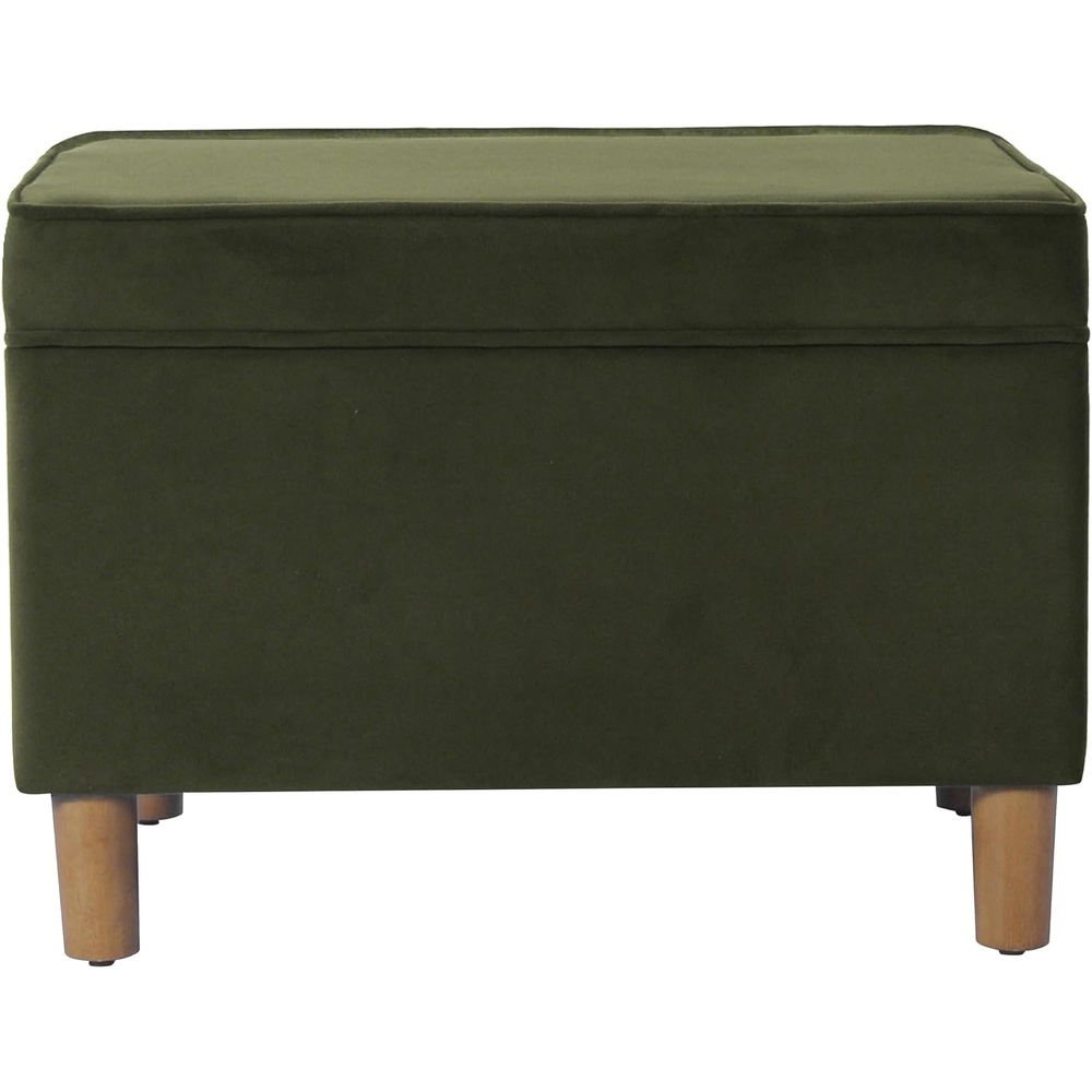 image:imageHomePop 24 Medium Storage Ottoman Cream Chevron WovenLoden Green Velvet
