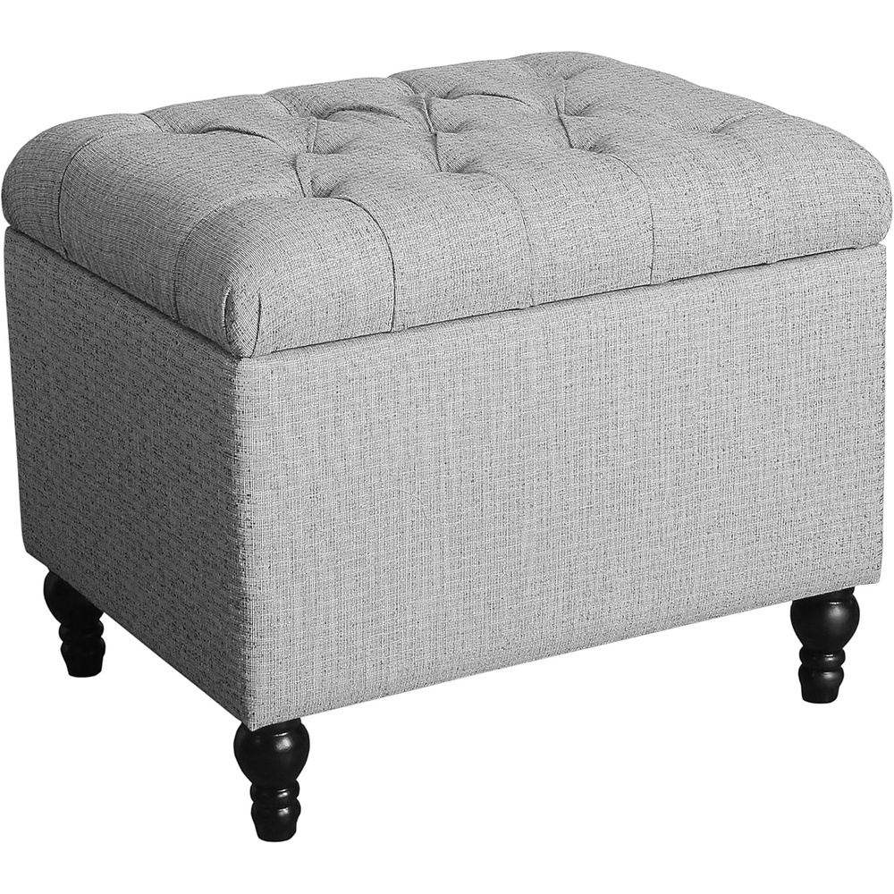 image:imageHomePop 24 Medium Storage Ottoman Cream Chevron WovenPewter Gray