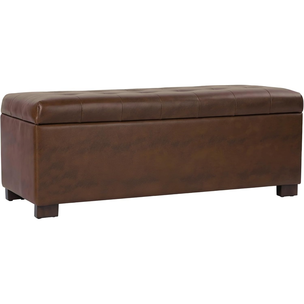 image:imageHomePop Malmo 36 Storage Bench  Gray Striped PatternAntique Brown