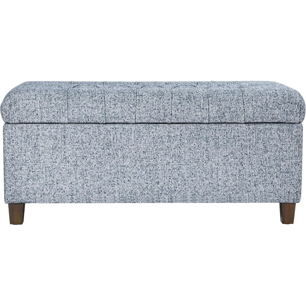 image:imageHomePop Malmo 36 Storage Bench Gray Striped PatternBlue Gray Woven Fabric