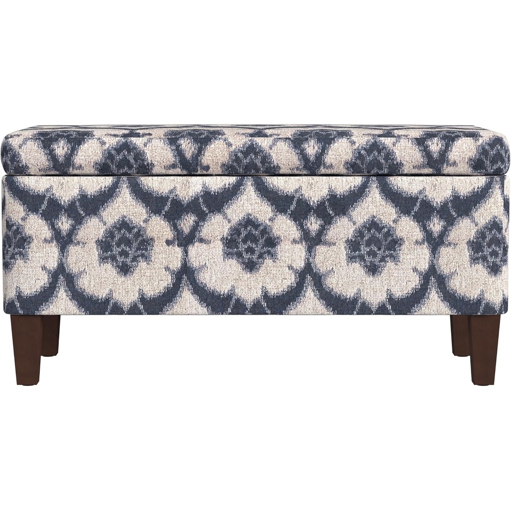 image:imageHomePop Malmo 36 Storage Bench Gray Striped PatternBlue Medallion Print