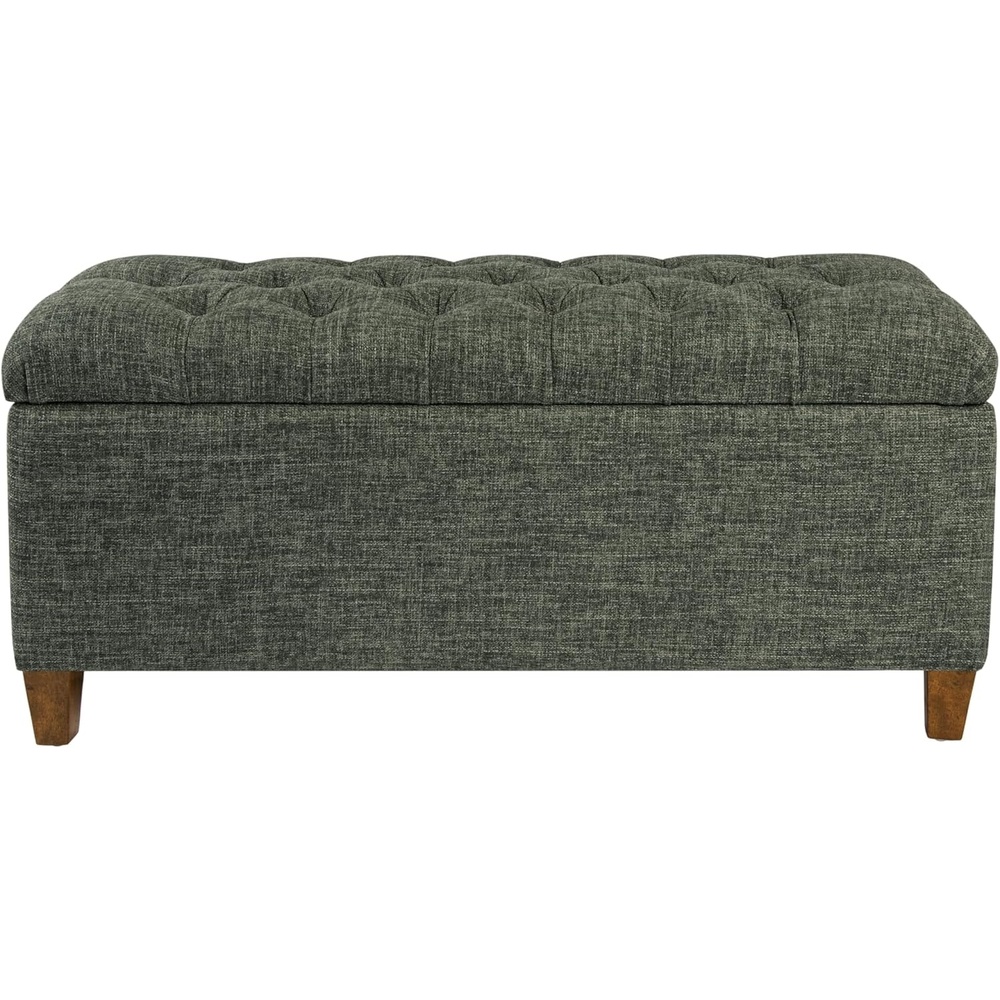 image:imageHomePop Malmo 36 Storage Bench Gray Striped PatternGreen Clover Fabric