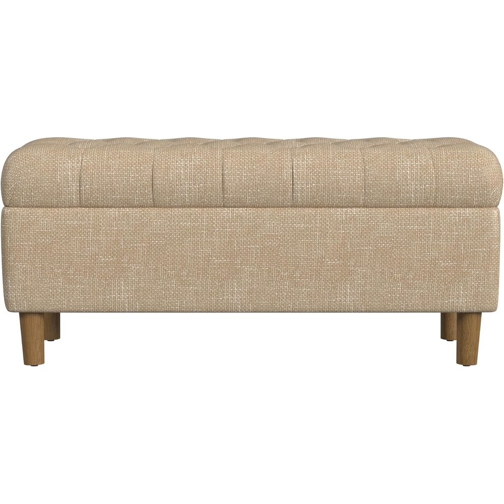 image:imageHomePop Malmo 36 Storage Bench Gray Striped PatternOatmeal Textured Fabric