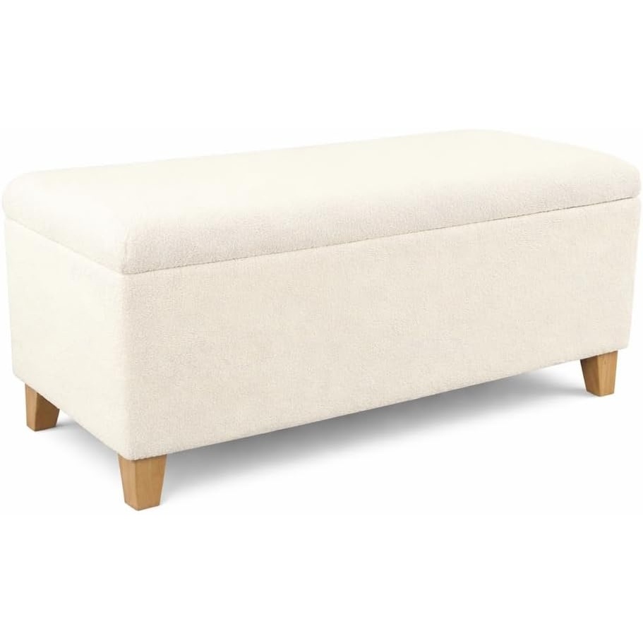 image:imageHomePop Malmo 36 Storage Bench Gray Striped PatternPearl Cream