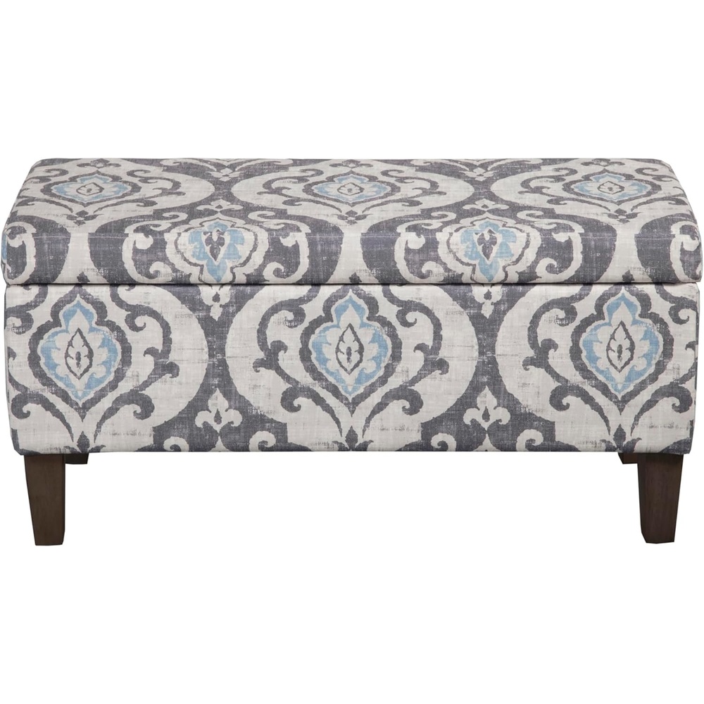 image:imageHomePop Malmo 36 Storage Bench Gray Striped PatternSlate Damask