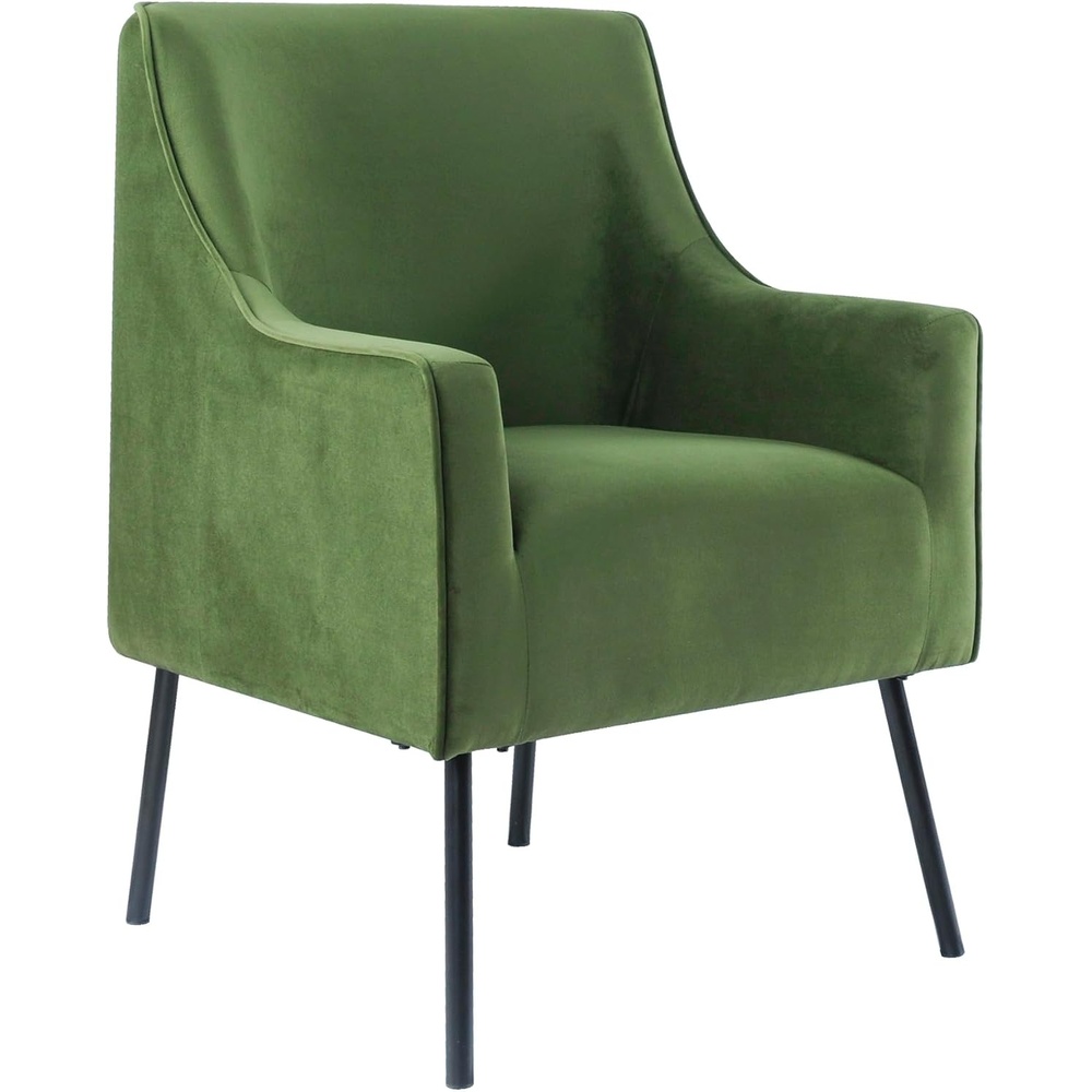 image:imageHomePop Modern Accent Chair Homepop Home Dcor Accent Chairs for Living Room amp Bedroom Fabric Reading Living Room Side Chair Single Sofa with Lounge Seat and Metal Legs Carmel Faux LeatherGreen Velvet