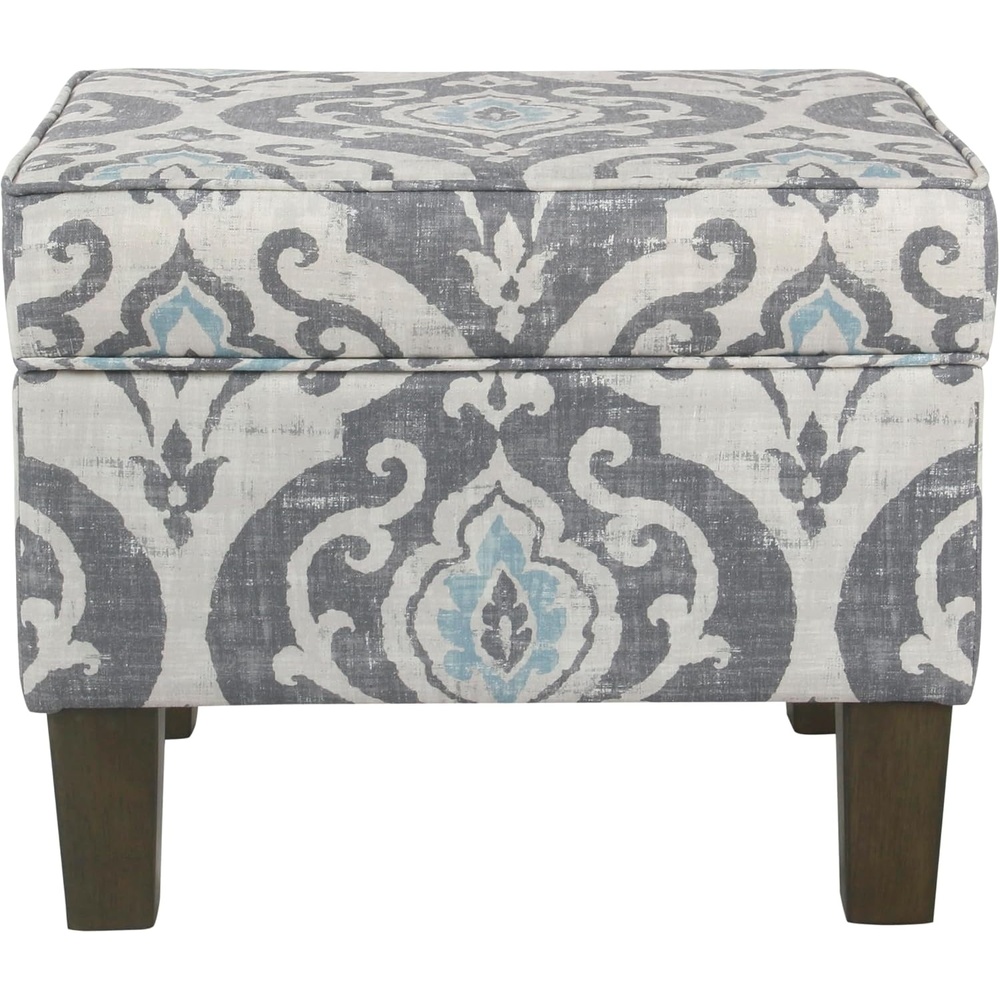 image:imageSpatial Order 24 Medium Tufted Storage Ottoman Espresso Brown Faux LeatherBlue Slate