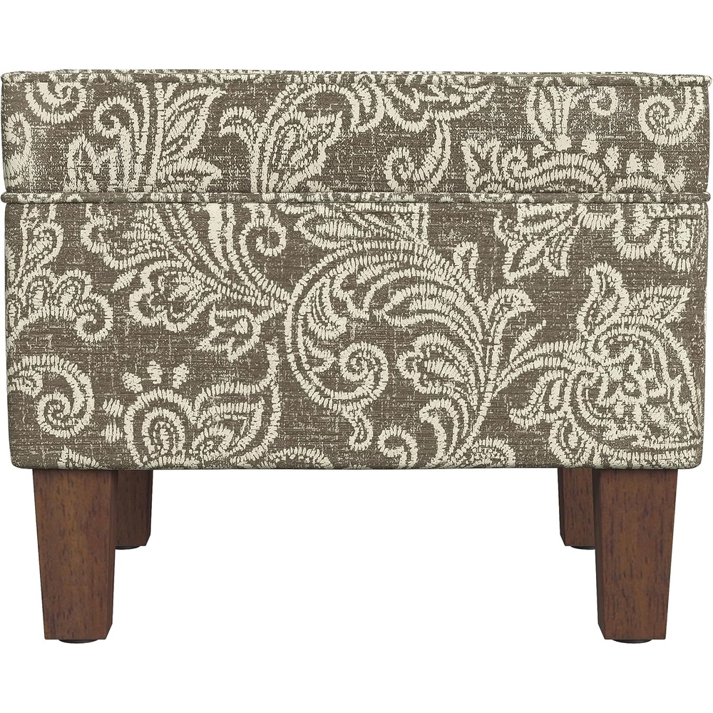 image:imageSpatial Order 24 Medium Tufted Storage Ottoman Espresso Brown Faux LeatherBrown Jacobean Print