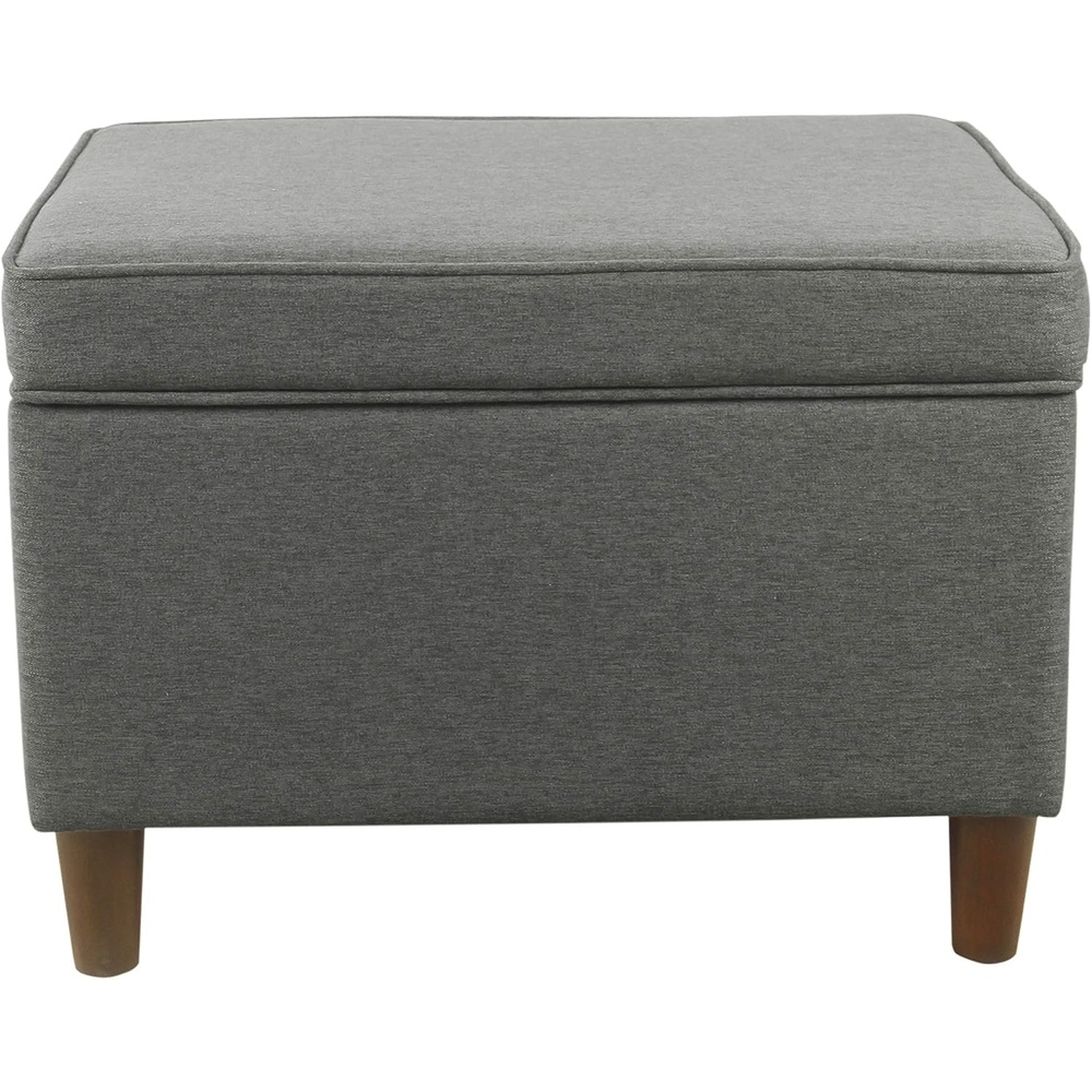 image:imageSpatial Order 24 Medium Tufted Storage Ottoman  Espresso Brown Faux LeatherCool Light Gray