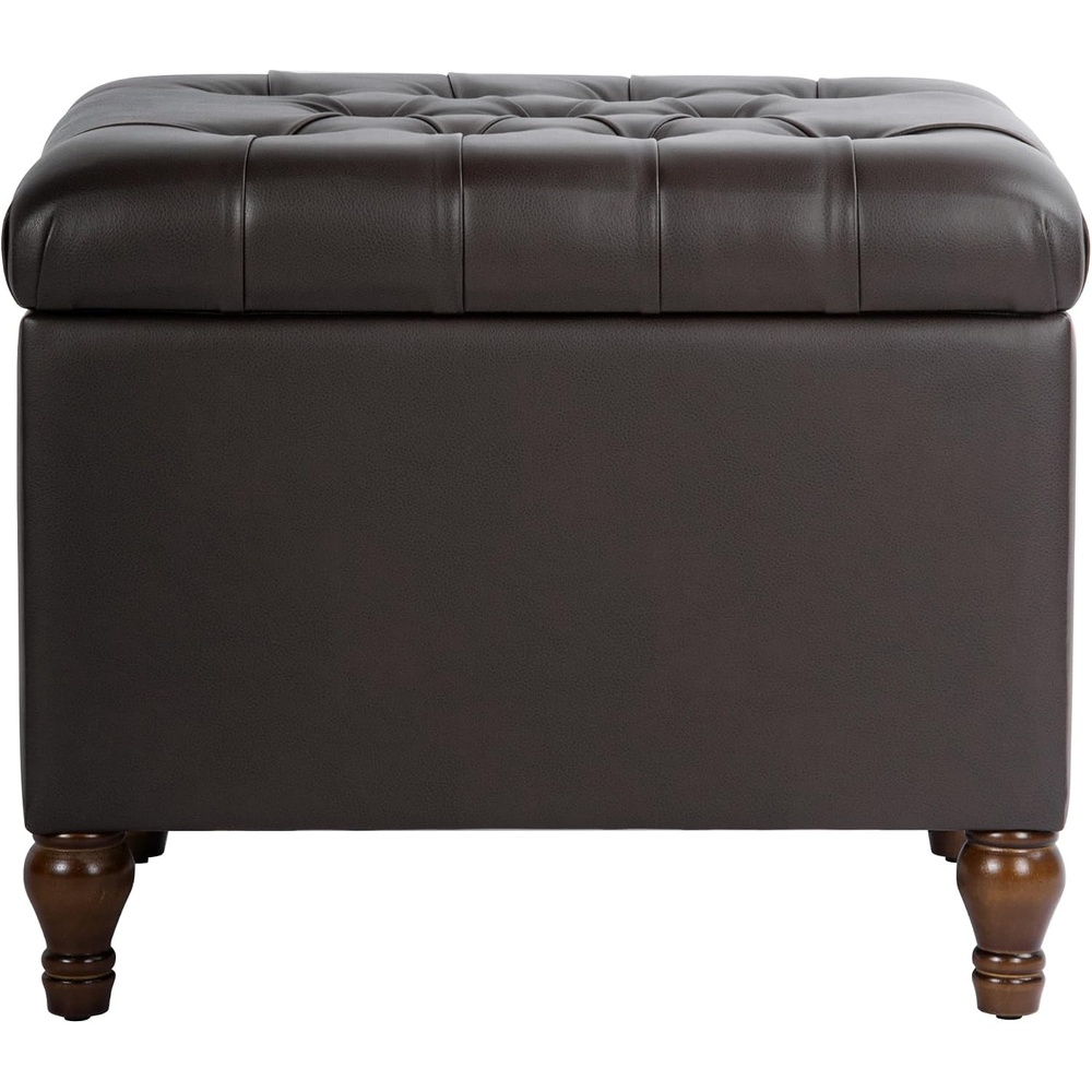 image:imageSpatial Order 24 Medium Tufted Storage Ottoman Espresso Brown Faux LeatherEspresso Brown Faux Leather