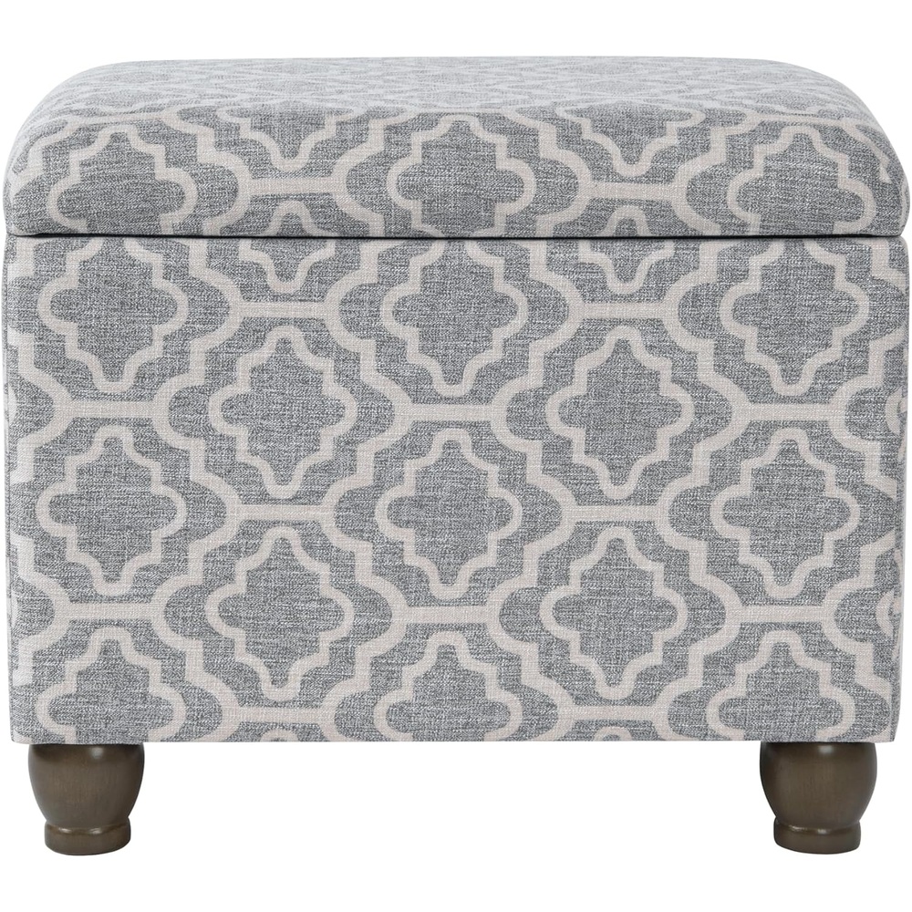 image:imageSpatial Order 24 Medium Tufted Storage Ottoman Espresso Brown Faux LeatherGray Geometric