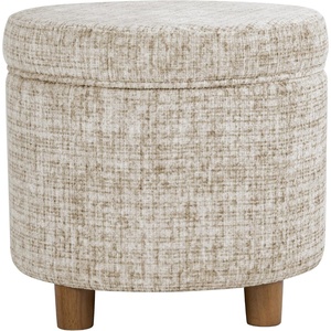 HomePop 19″ Round Storage Ottoman – Cream Textural Woven(Cream Textural Woven)
