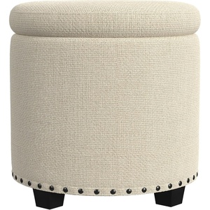 HomePop 19″ Round Storage Ottoman – Cream Textural Woven(Cream Woven)