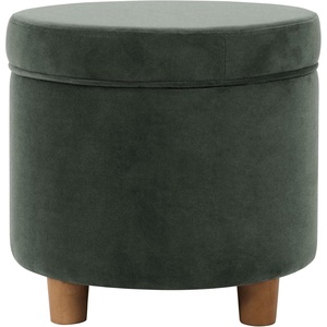 HomePop 19″ Round Storage Ottoman – Cream Textural Woven(Loden Green)