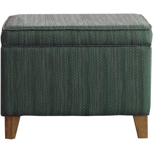 HomePop 24″ Medium Storage Ottoman – Cream Chevron Woven(Blue Chevron)