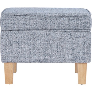 HomePop 24″ Medium Storage Ottoman – Cream Chevron Woven(Blue Gray Woven Fabric)