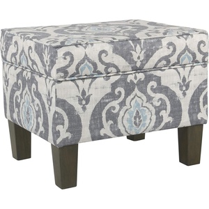 HomePop 24″ Medium Storage Ottoman – Cream Chevron Woven(Blue Slate)
