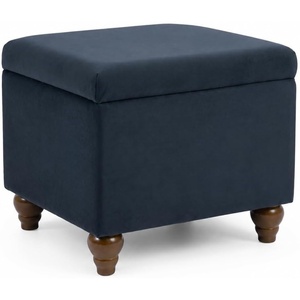 HomePop 24″ Medium Storage Ottoman – Cream Chevron Woven(Blue Velvet)