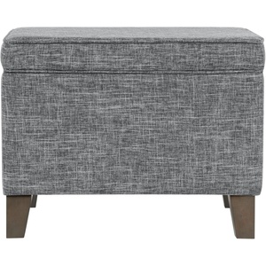 HomePop 24″ Medium Storage Ottoman – Cream Chevron Woven(Grey)