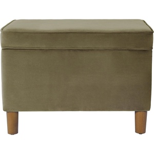 HomePop 24″ Medium Storage Ottoman – Cream Chevron Woven(Light Sage Green Velvet)
