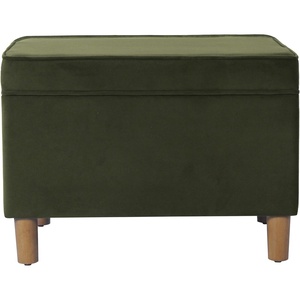 HomePop 24″ Medium Storage Ottoman – Cream Chevron Woven(Loden Green Velvet)