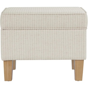 HomePop 24″ Medium Storage Ottoman – Cream Chevron Woven(White Woven Stripe)