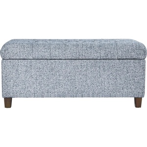 HomePop Malmo 36″ Storage Bench – Gray Striped Pattern(Blue Gray Woven Fabric)