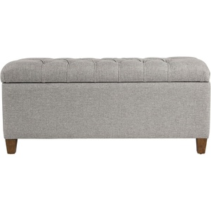 HomePop Malmo 36″ Storage Bench – Gray Striped Pattern(Gray Fabric)