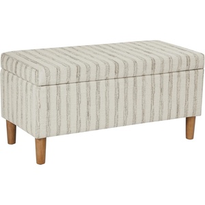 HomePop Malmo 36″ Storage Bench – Gray Striped Pattern(Gray and Cream Stripe)