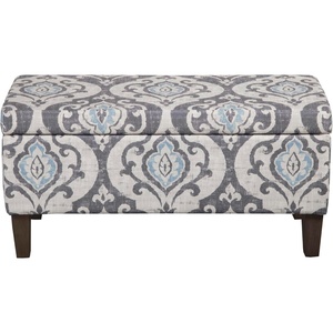 HomePop Malmo 36″ Storage Bench – Gray Striped Pattern(Slate Damask)