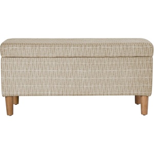 HomePop Malmo 36″ Storage Bench – Gray Striped Pattern(Tan Geometric Pattern)