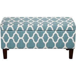 HomePop Malmo 36″ Storage Bench – Gray Striped Pattern(Teal Geometric)