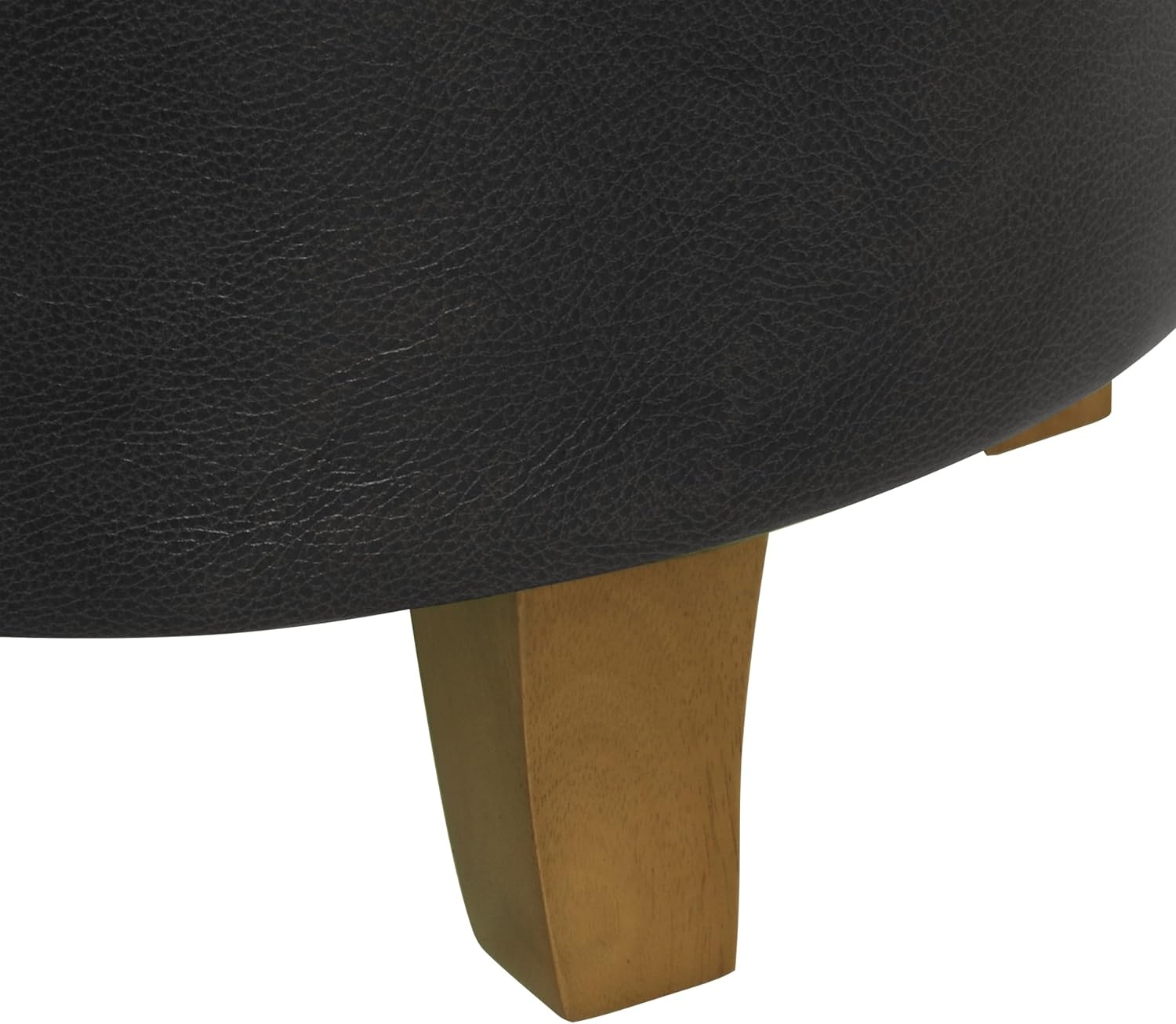 image:imageHomePop 19 Button Tufted Round Storage Ottoman Blue Gray Woven FabricBlack Faux Leather