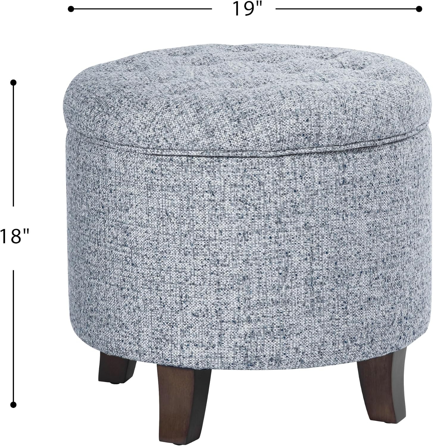 image:imageHomePop 19 Button Tufted Round Storage Ottoman Blue Gray Woven FabricBlue Gray Woven Fabric
