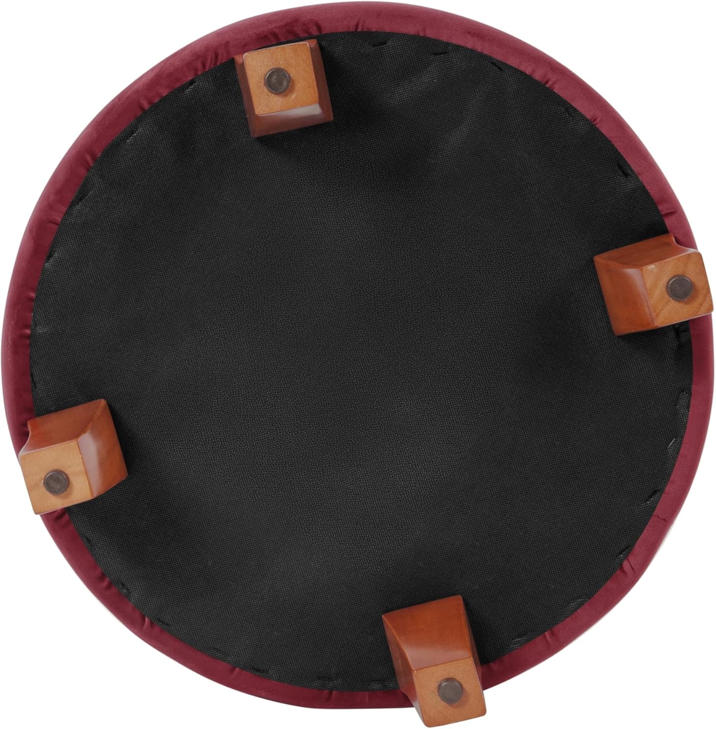 image:imageHomePop 19 Button Tufted Round Storage Ottoman Blue Gray Woven FabricBurgundy