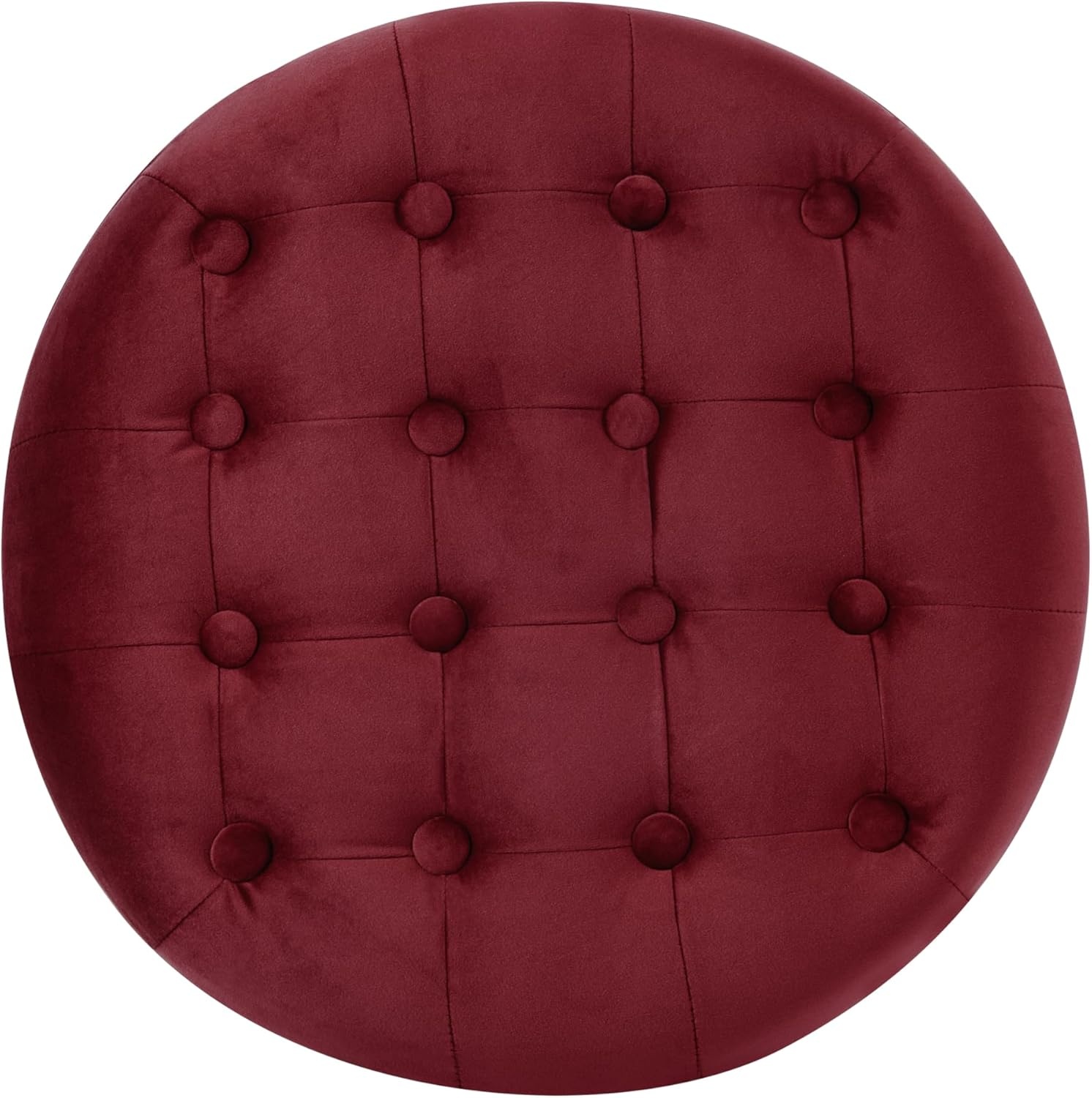 image:imageHomePop 19 Button Tufted Round Storage Ottoman Blue Gray Woven FabricBurgundy