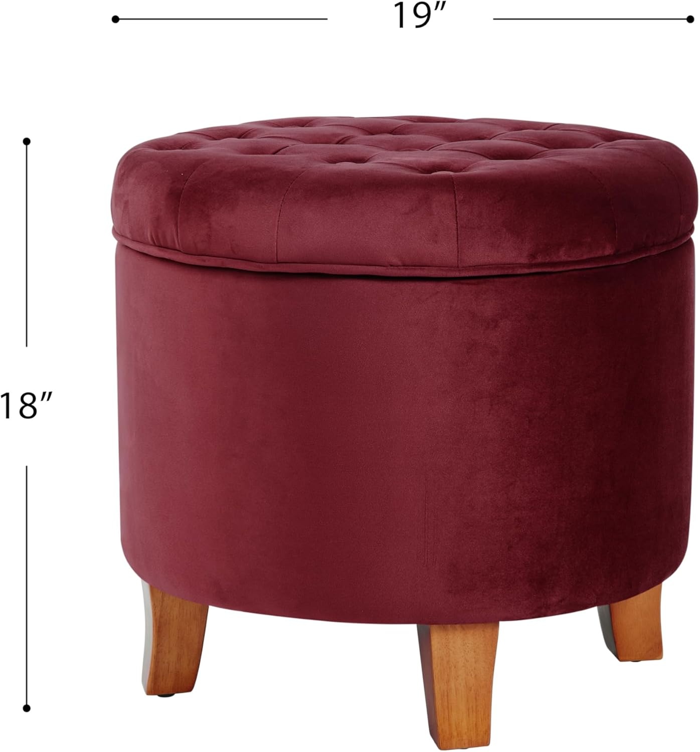 image:imageHomePop 19 Button Tufted Round Storage Ottoman Blue Gray Woven FabricBurgundy