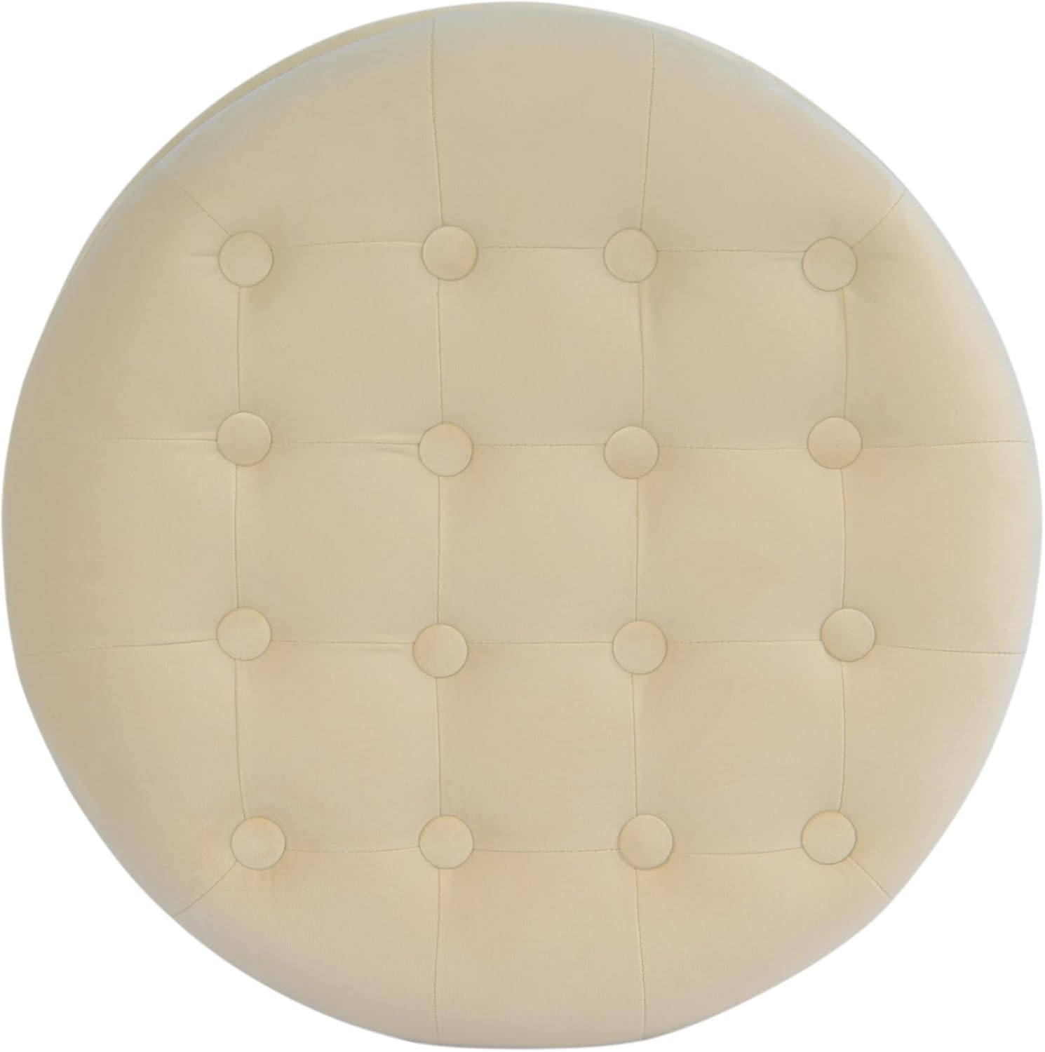 image:imageHomePop 19 Button Tufted Round Storage Ottoman Blue Gray Woven FabricCream