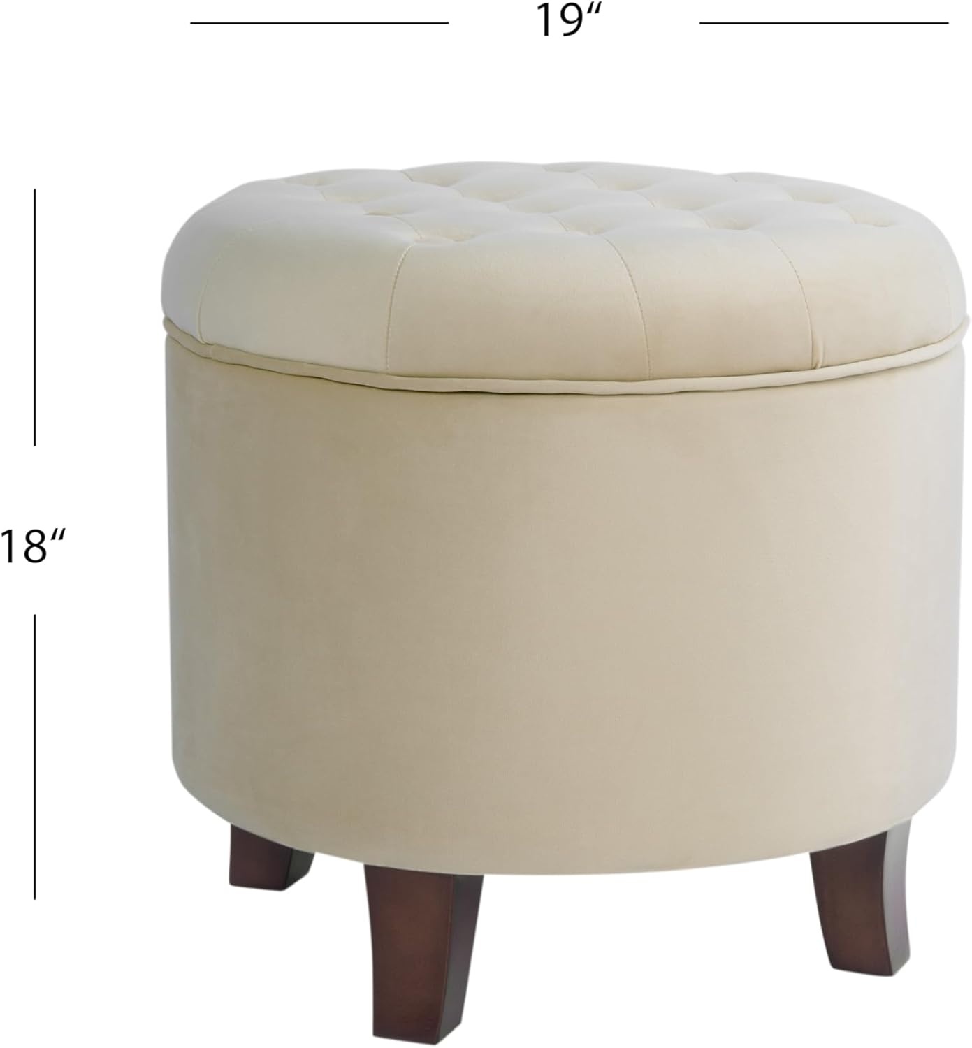 image:imageHomePop 19 Button Tufted Round Storage Ottoman Blue Gray Woven FabricCream
